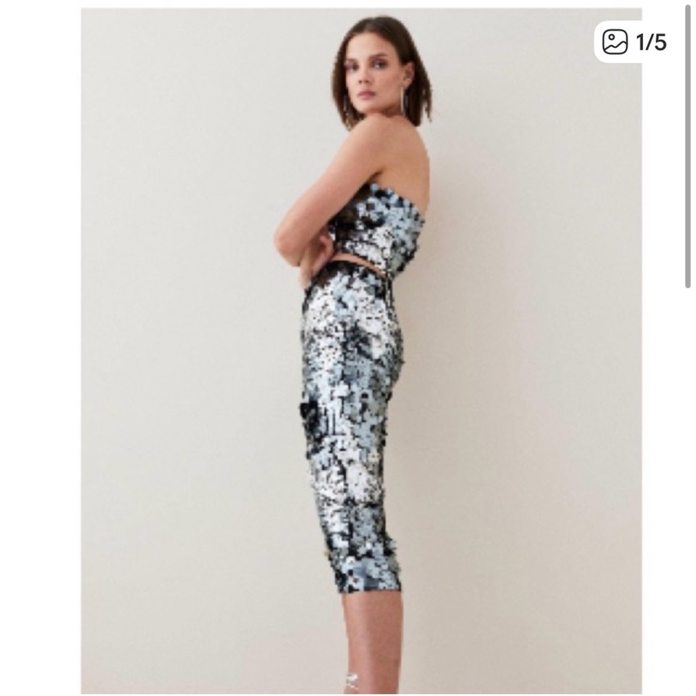 Karen Millen Black and Silver Sequin Skirt